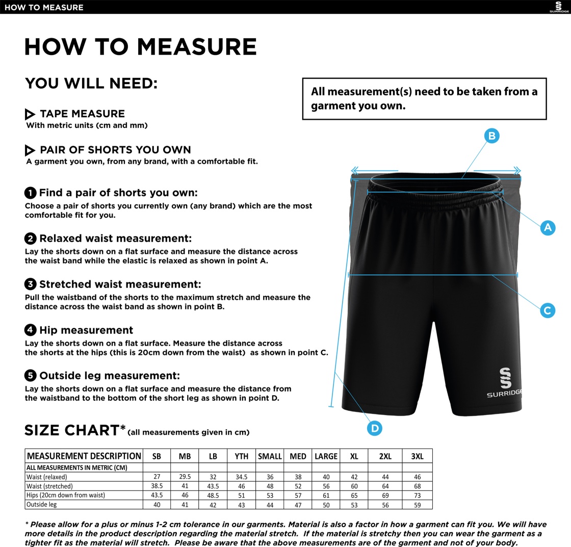 Stockport Trinity CC - Blade shorts - Size Guide